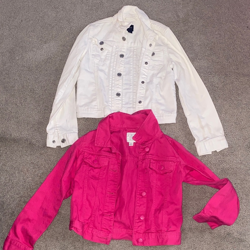 Place Kids White and Pink Jean Jackets